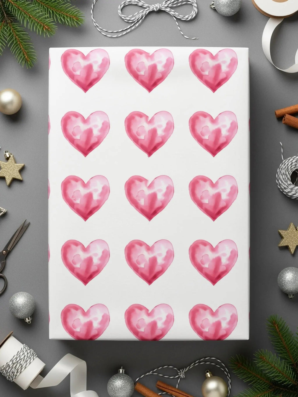 Watercolor Heart Pattern Digital Paper, Pink Heart Seamless Pattern, Valentine's Day Fabric, Hearts Background, Digital Valentine Pattern - Moore and Mountain