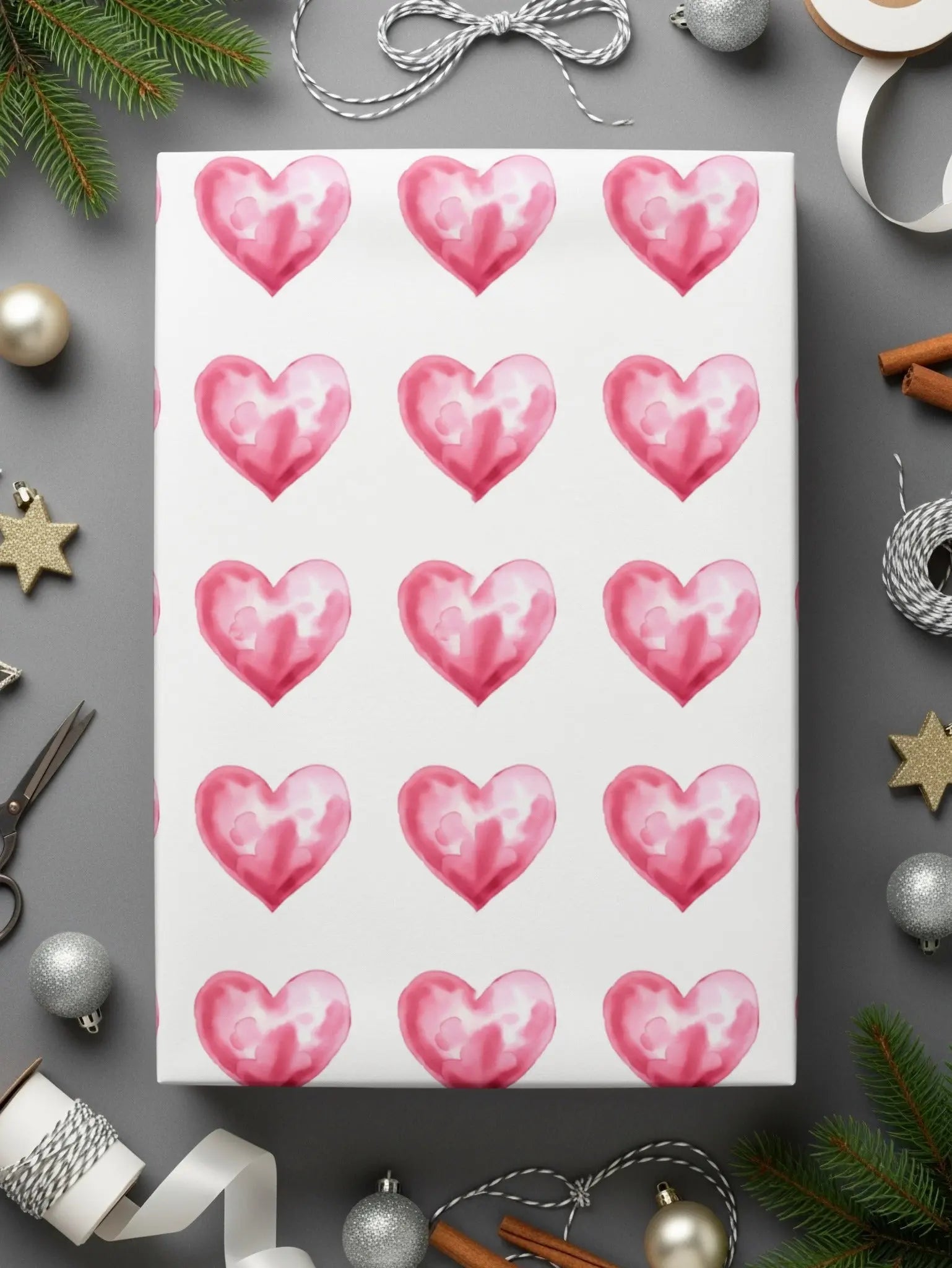 Watercolor Heart Pattern Digital Paper, Pink Heart Seamless Pattern, Valentine's Day Fabric, Hearts Background, Digital Valentine Pattern - Moore and Mountain