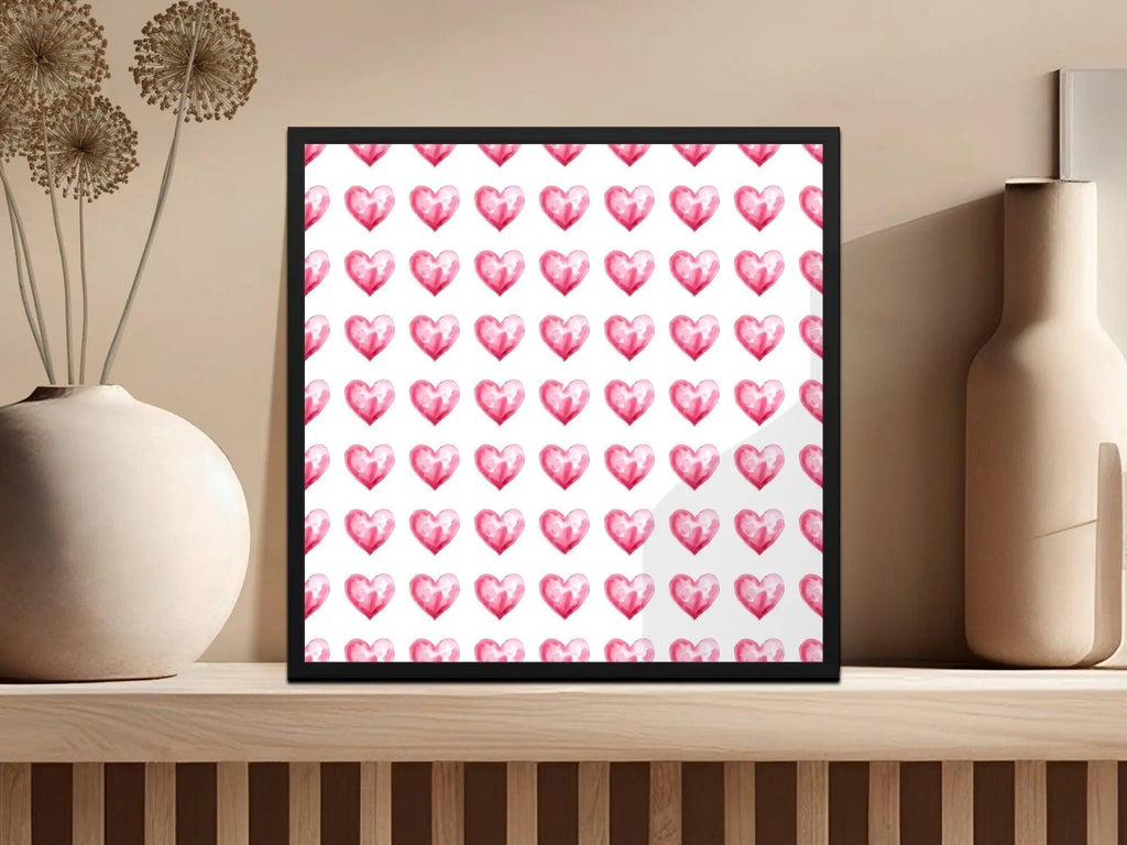 Watercolor Heart Pattern Digital Paper, Pink Heart Seamless Pattern, Valentine's Day Fabric, Hearts Background, Digital Valentine Pattern - Moore and Mountain