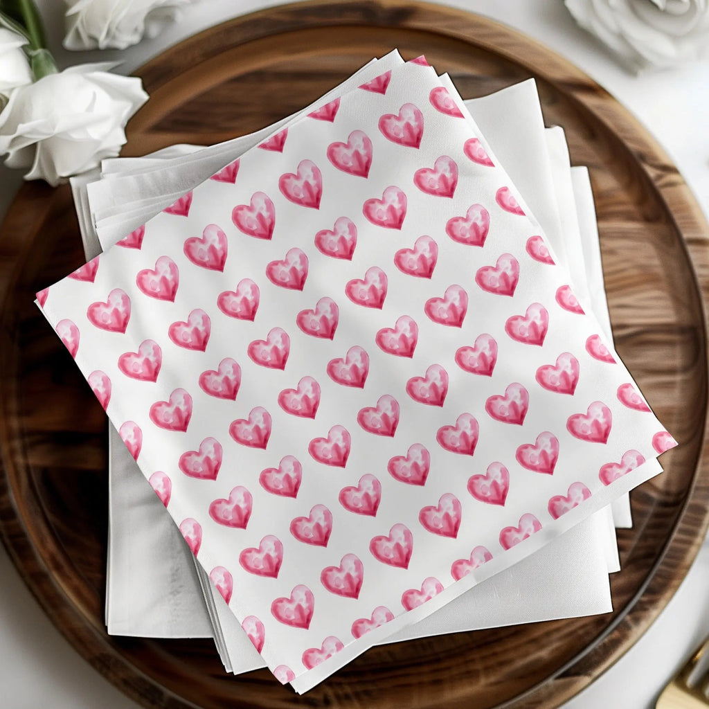 Watercolor Heart Pattern Digital Paper, Pink Heart Seamless Pattern, Valentine's Day Fabric, Hearts Background, Digital Valentine Pattern - Moore and Mountain