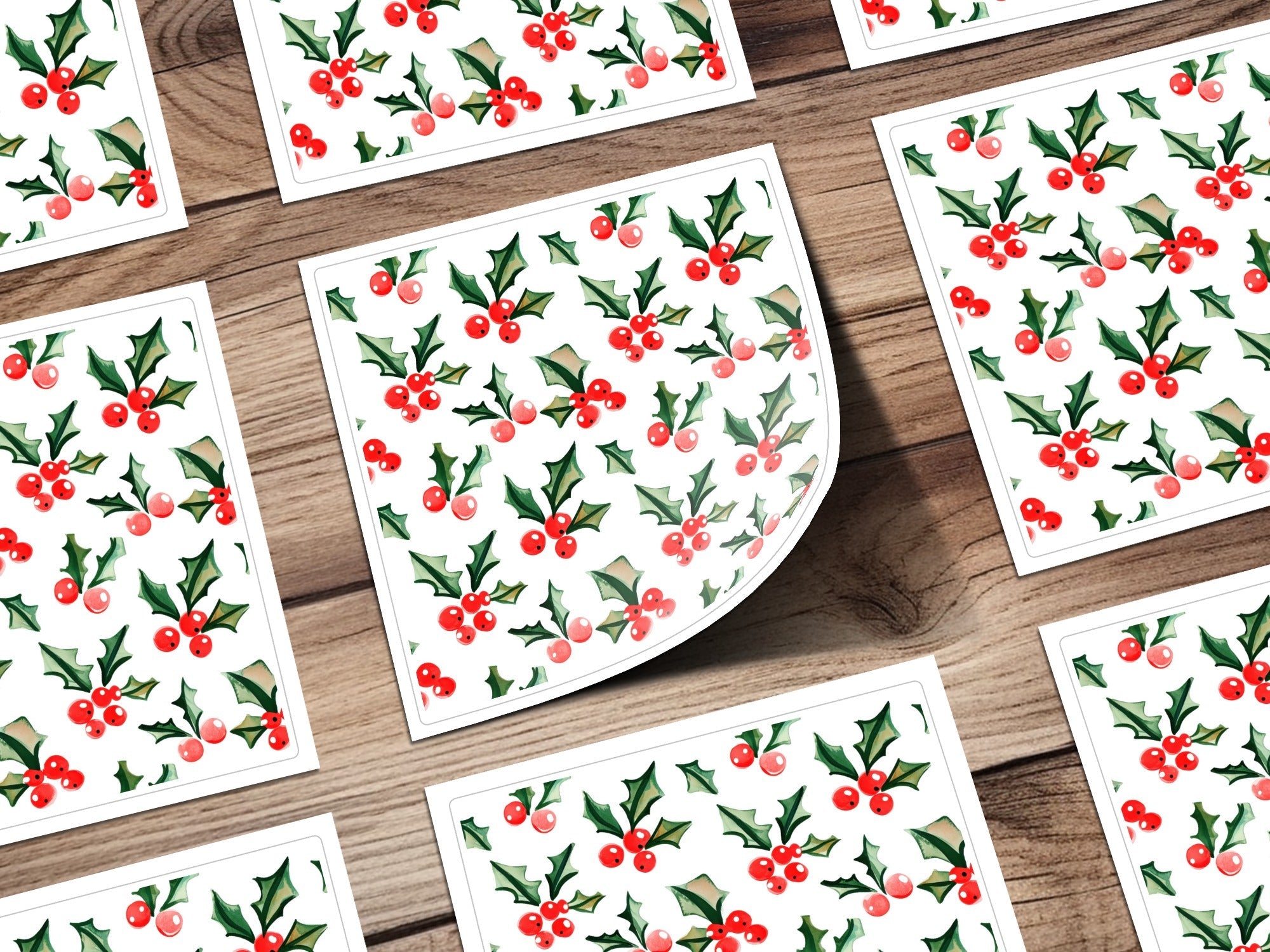 Watercolor Holly Berries Festive Christmas Seamless Pattern Digital - Moore and Mountain