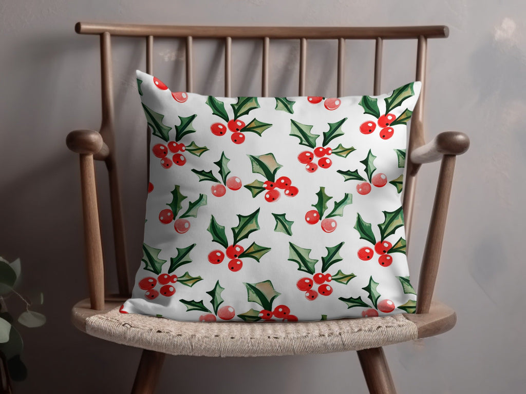 Watercolor Holly Berries Festive Christmas Seamless Pattern Digital - Moore and Mountain