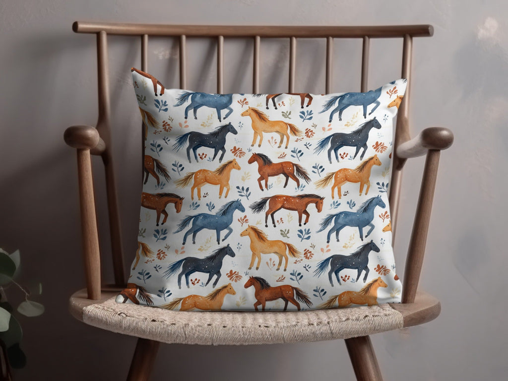 Watercolor Horses and Foliage Pattern Equestrian Digital - Moore and Mountain