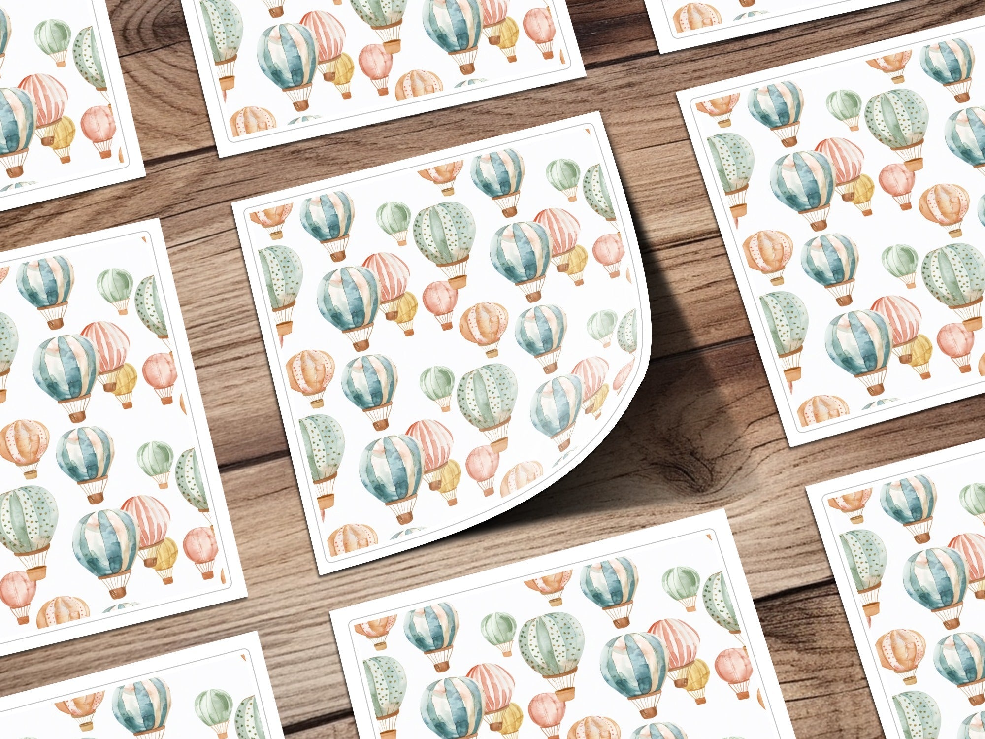 Watercolor Hot Air Balloon Digital Paper, Seamless Balloon Pattern, Pastel Sky Background, Printable Fabric Design, Kids Room Decor - Moore and Mountain