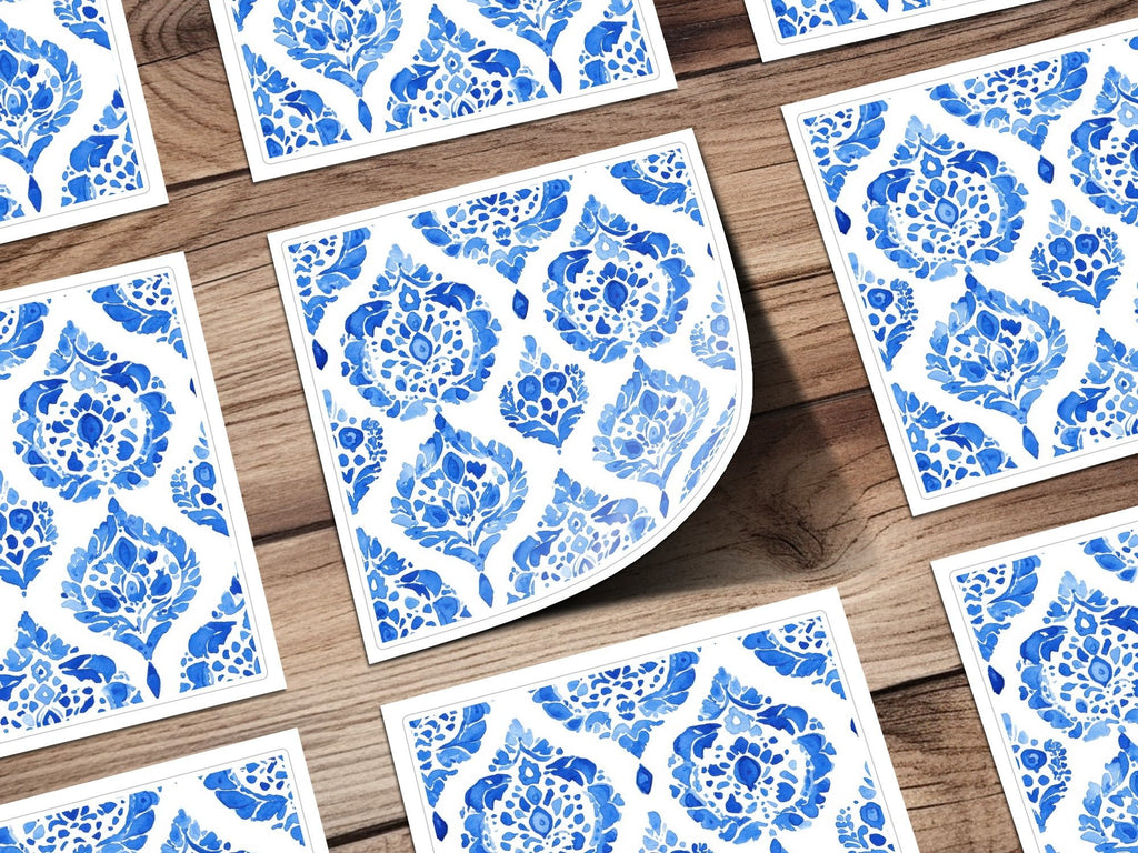 Watercolor Indigo Mediterranean Pattern Texture Digital - Moore and Mountain
