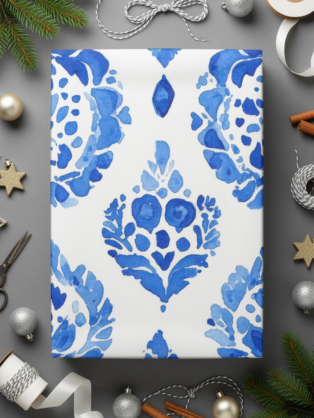 Watercolor Indigo Mediterranean Pattern Texture Digital - Moore and Mountain