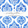 Watercolor Indigo Mediterranean Pattern Texture Digital - Moore and Mountain