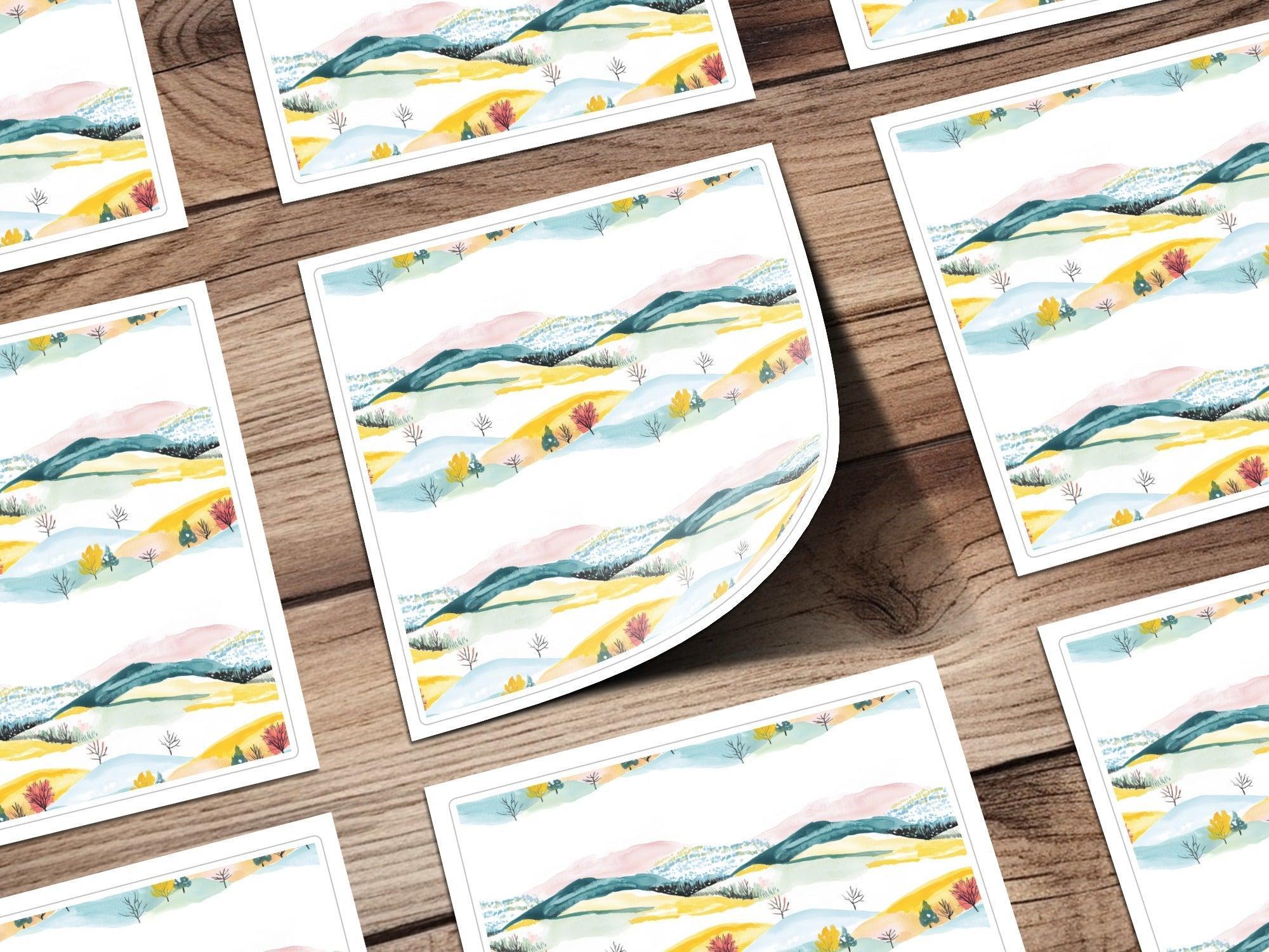 Watercolor Landscape Digital Paper, Seamless Pattern Design, Mountain Scene Background, Nature Illustration Printable for Craft Projects - Moore and Mountain