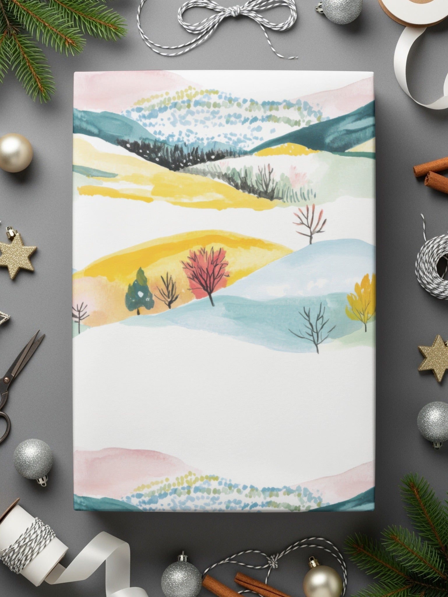 Watercolor Landscape Digital Paper, Seamless Pattern Design, Mountain Scene Background, Nature Illustration Printable for Craft Projects - Moore and Mountain