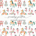 Watercolor Nutcracker Pattern Featuring Horses and Dancers Digital - Moore and Mountain