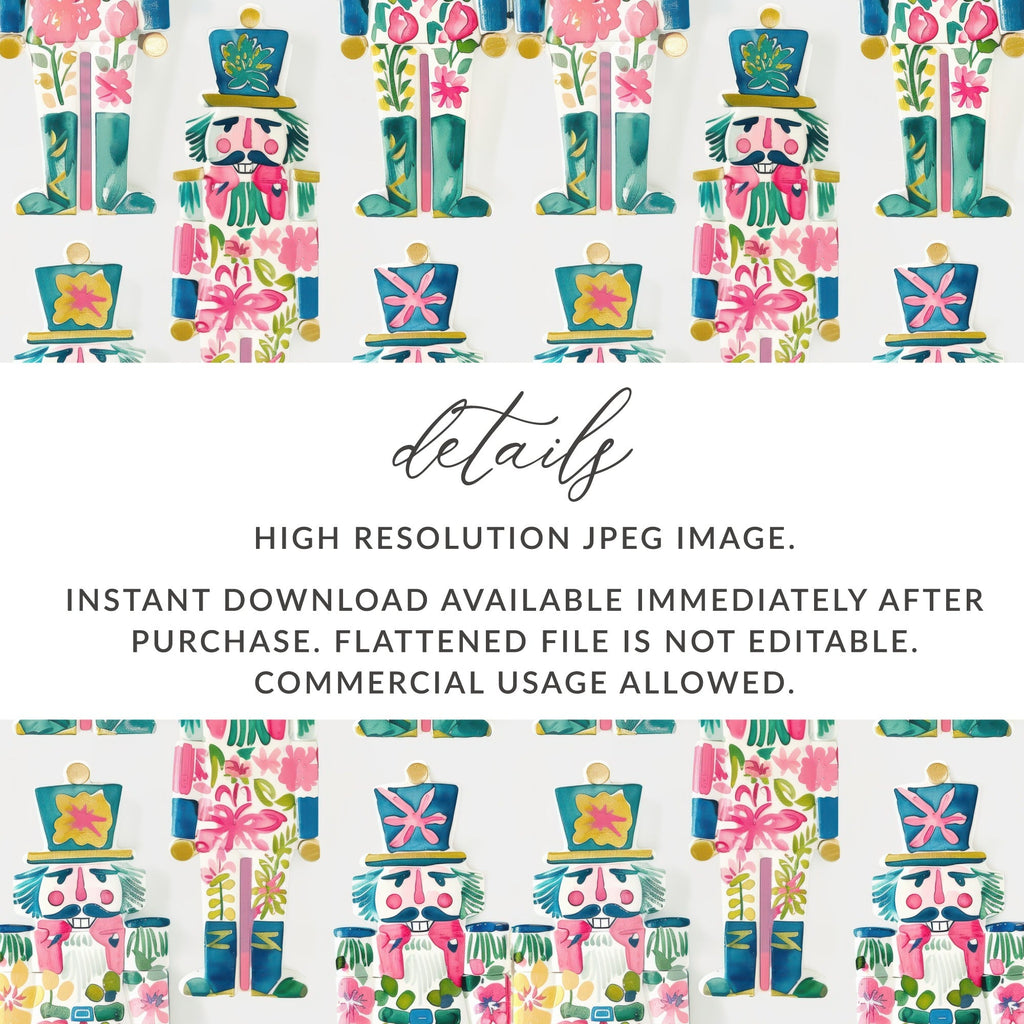Watercolor Nutcrackers Pattern Festive Celebration Art Digital - Moore and Mountain