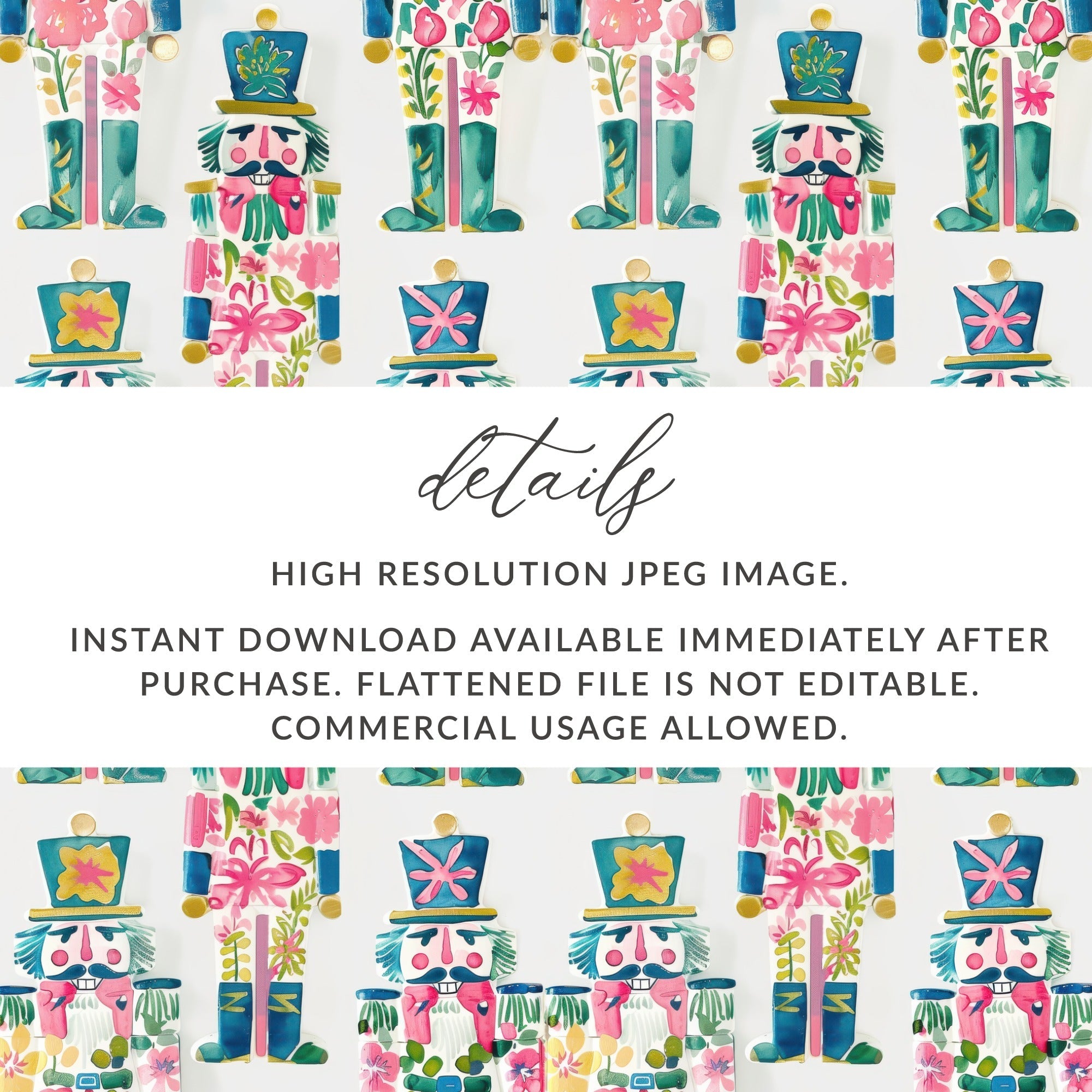 Watercolor Nutcrackers Pattern Festive Celebration Art Digital - Moore and Mountain