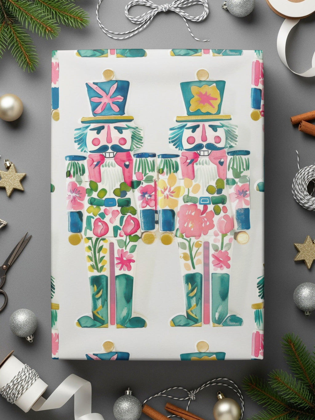 Watercolor Nutcrackers Pattern Festive Celebration Art Digital - Moore and Mountain
