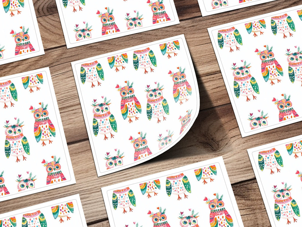 Watercolor Owls Pattern Art Print Home Decor Design Digital - Moore and Mountain