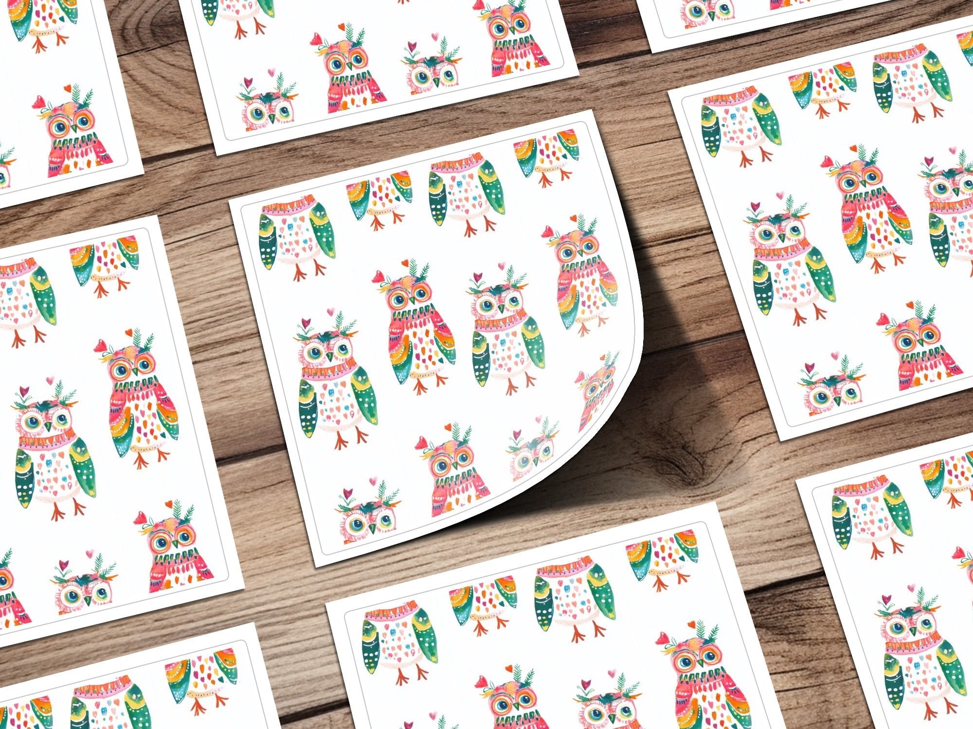 Watercolor Owls Pattern Art Print Home Decor Design Digital - Moore and Mountain