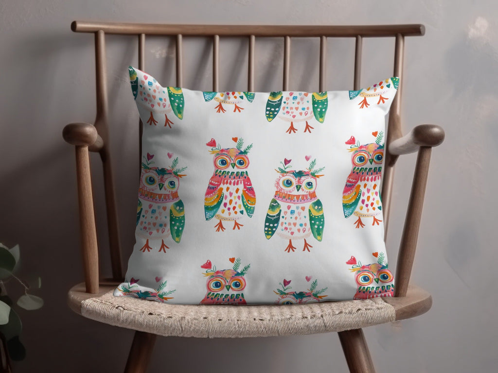 Watercolor Owls Pattern Art Print Home Decor Design Digital - Moore and Mountain