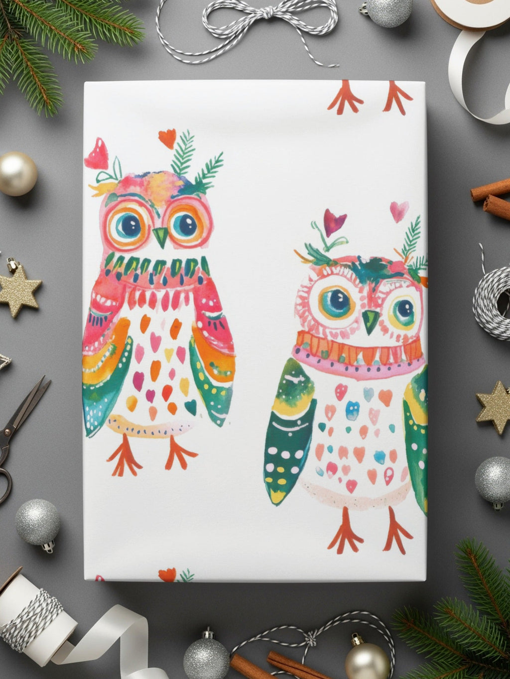 Watercolor Owls Pattern Art Print Home Decor Design Digital - Moore and Mountain