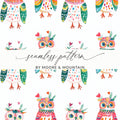 Watercolor Owls Pattern Art Print Home Decor Design Digital - Moore and Mountain
