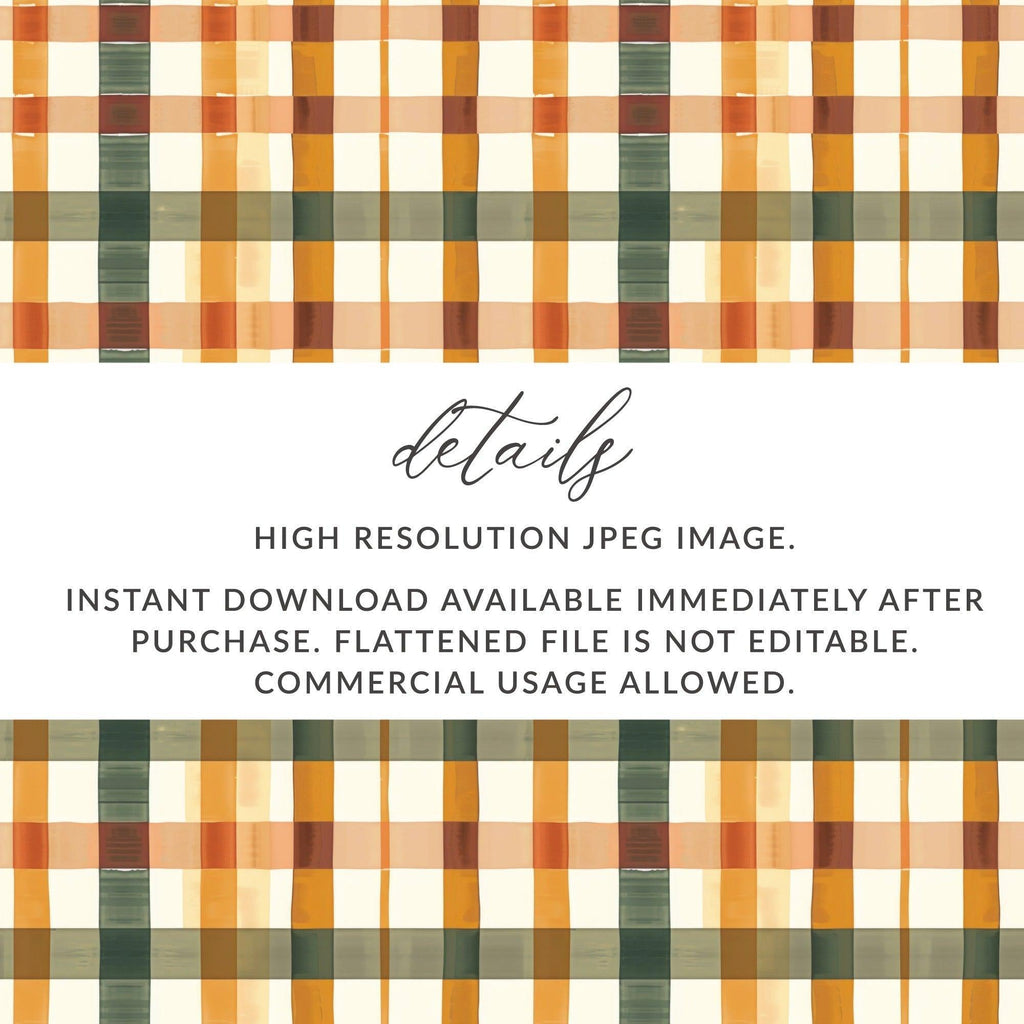 Watercolor Plaid Pattern Digital Paper, Checkered Seamless Design for Fabric Print, Modern Tartan Background, Fall Color Palette - Moore and Mountain