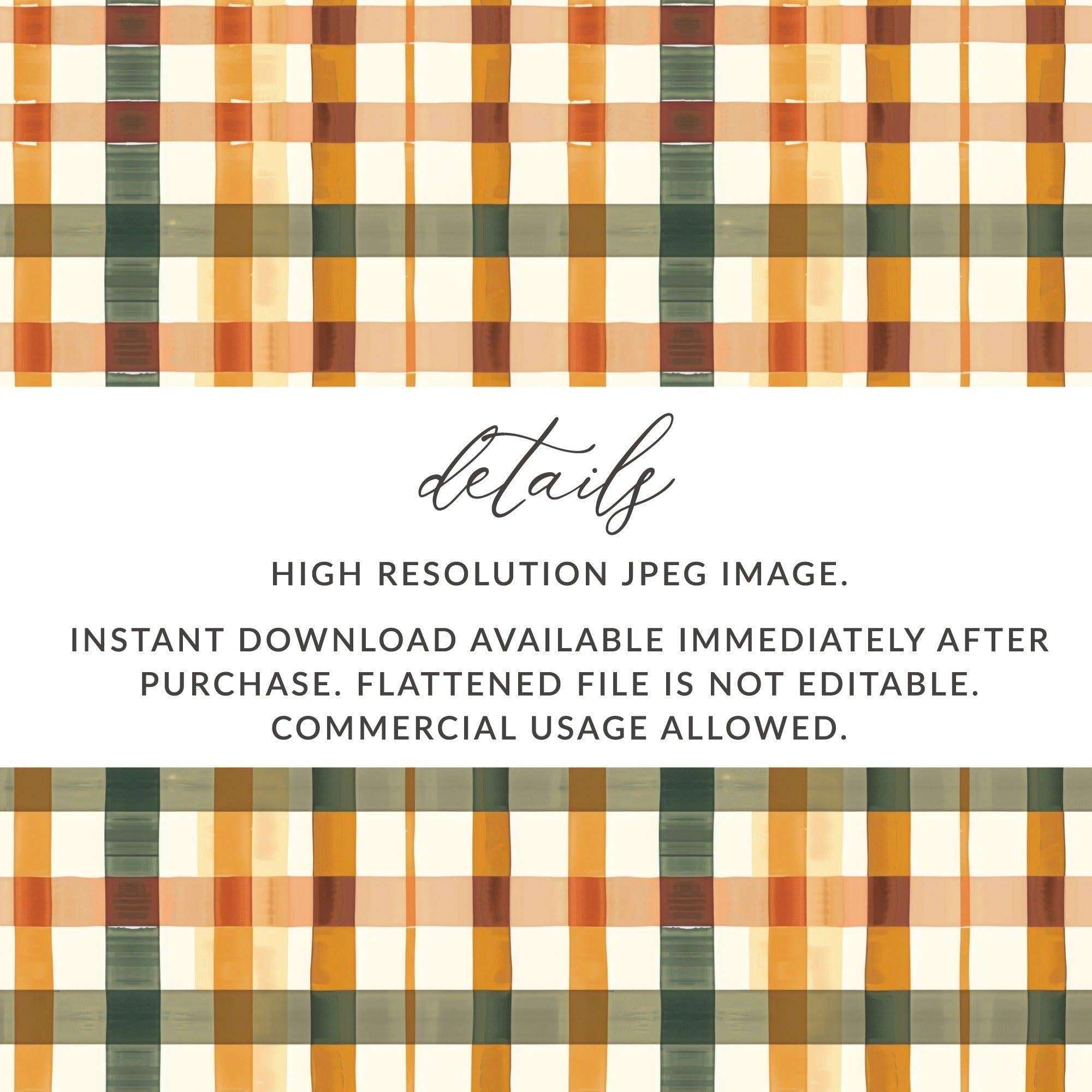 Watercolor Plaid Pattern Digital Paper, Checkered Seamless Design for Fabric Print, Modern Tartan Background, Fall Color Palette - Moore and Mountain