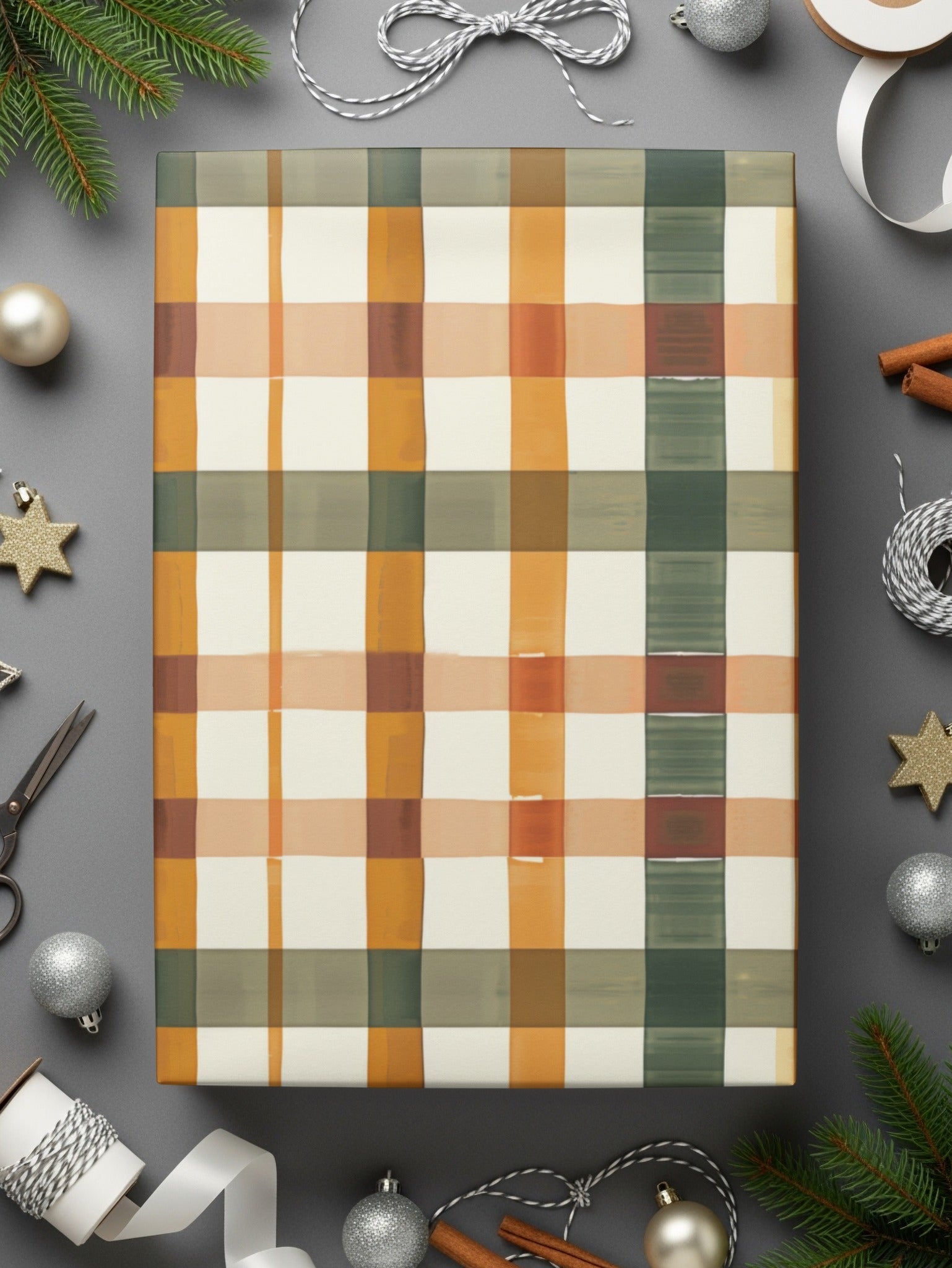 Watercolor Plaid Pattern Digital Paper, Checkered Seamless Design for Fabric Print, Modern Tartan Background, Fall Color Palette - Moore and Mountain