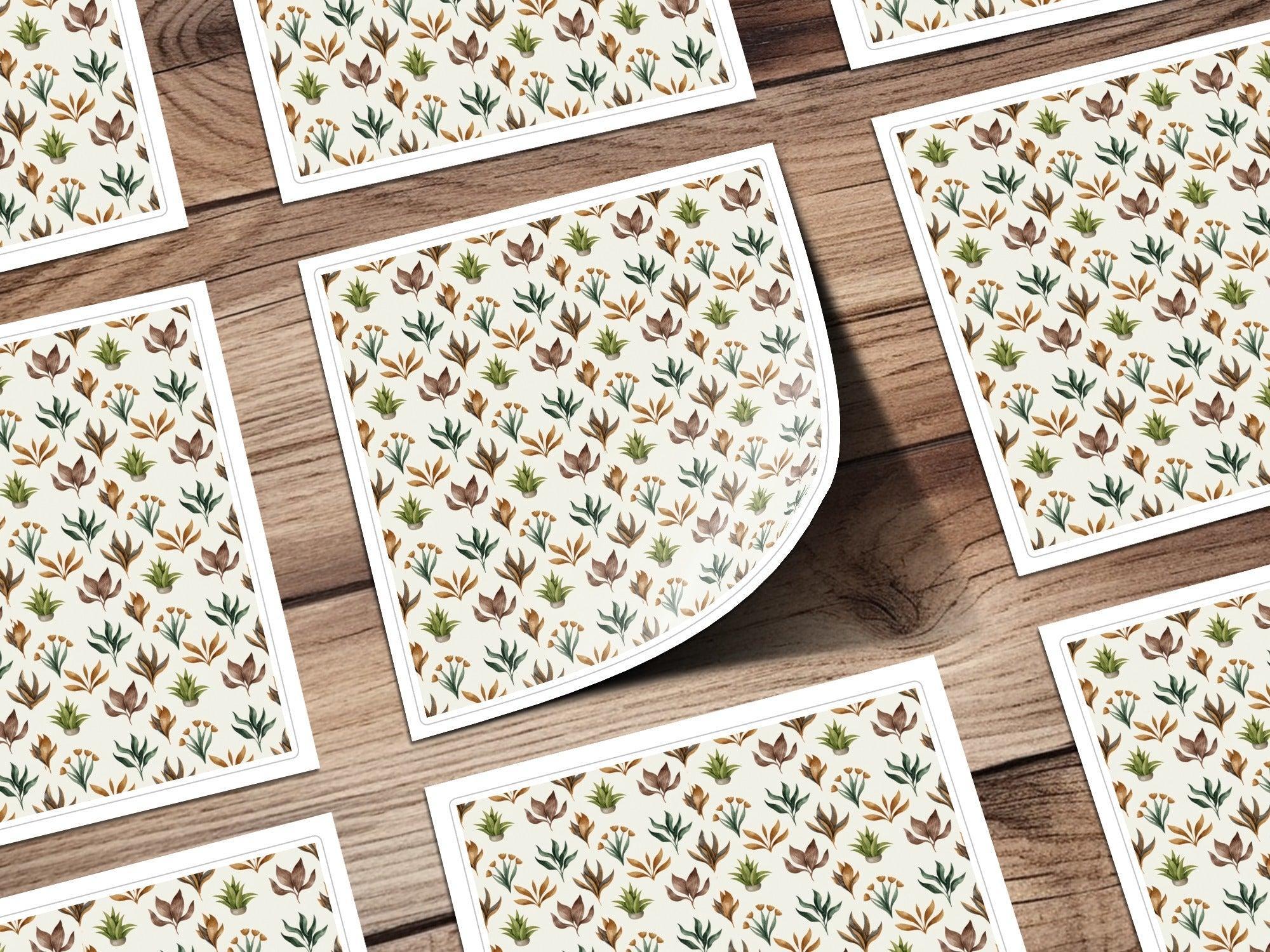 Watercolor Plants Seamless Pattern Digital Paper, Botanical Texture, Floral Background, Fabric Design, Scrapbooking, Digital Download - Moore and Mountain