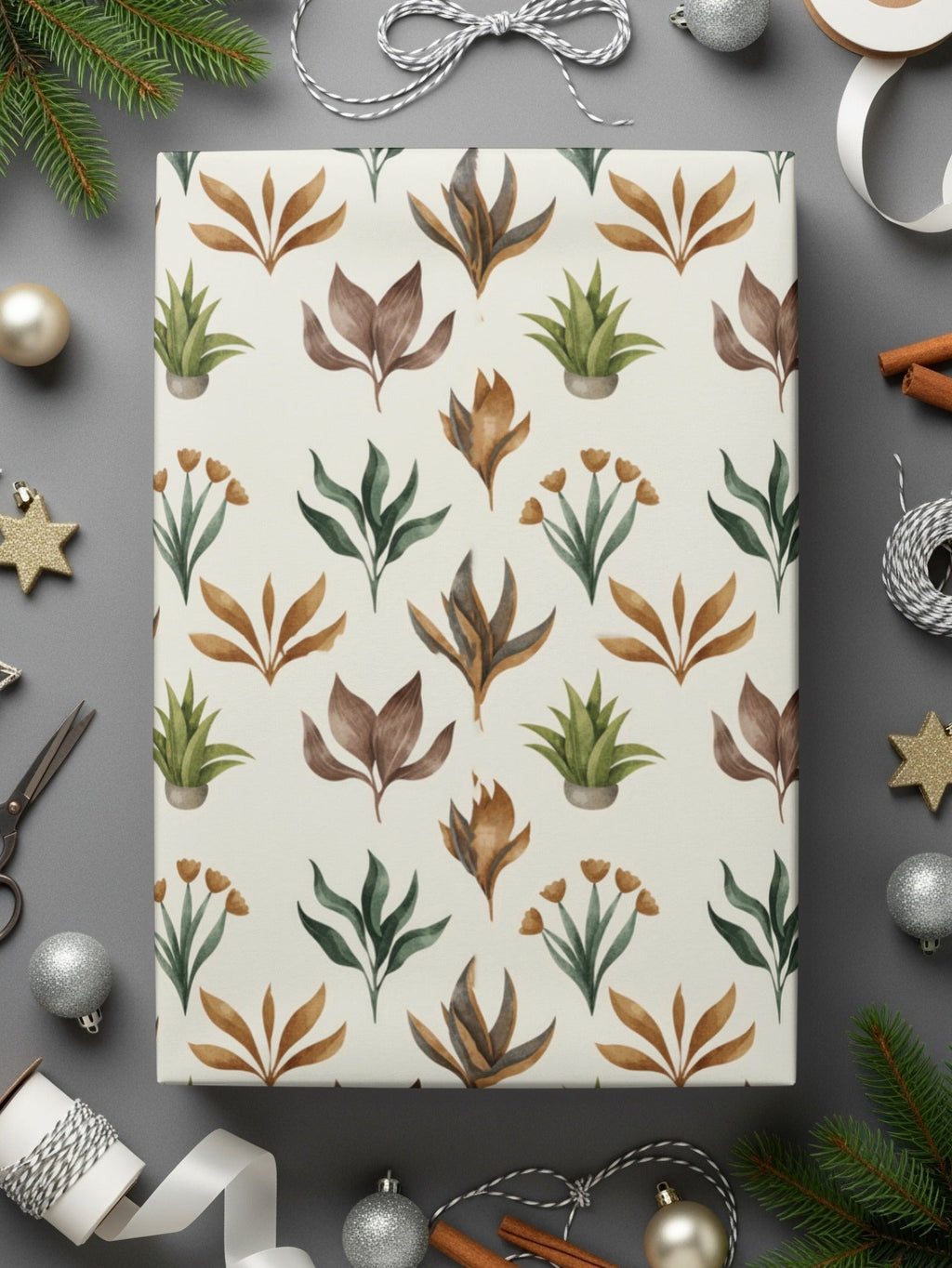 Watercolor Plants Seamless Pattern Digital Paper, Botanical Texture, Floral Background, Fabric Design, Scrapbooking, Digital Download - Moore and Mountain