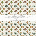 Watercolor Plants Seamless Pattern Digital Paper, Botanical Texture, Floral Background, Fabric Design, Scrapbooking, Digital Download - Moore and Mountain