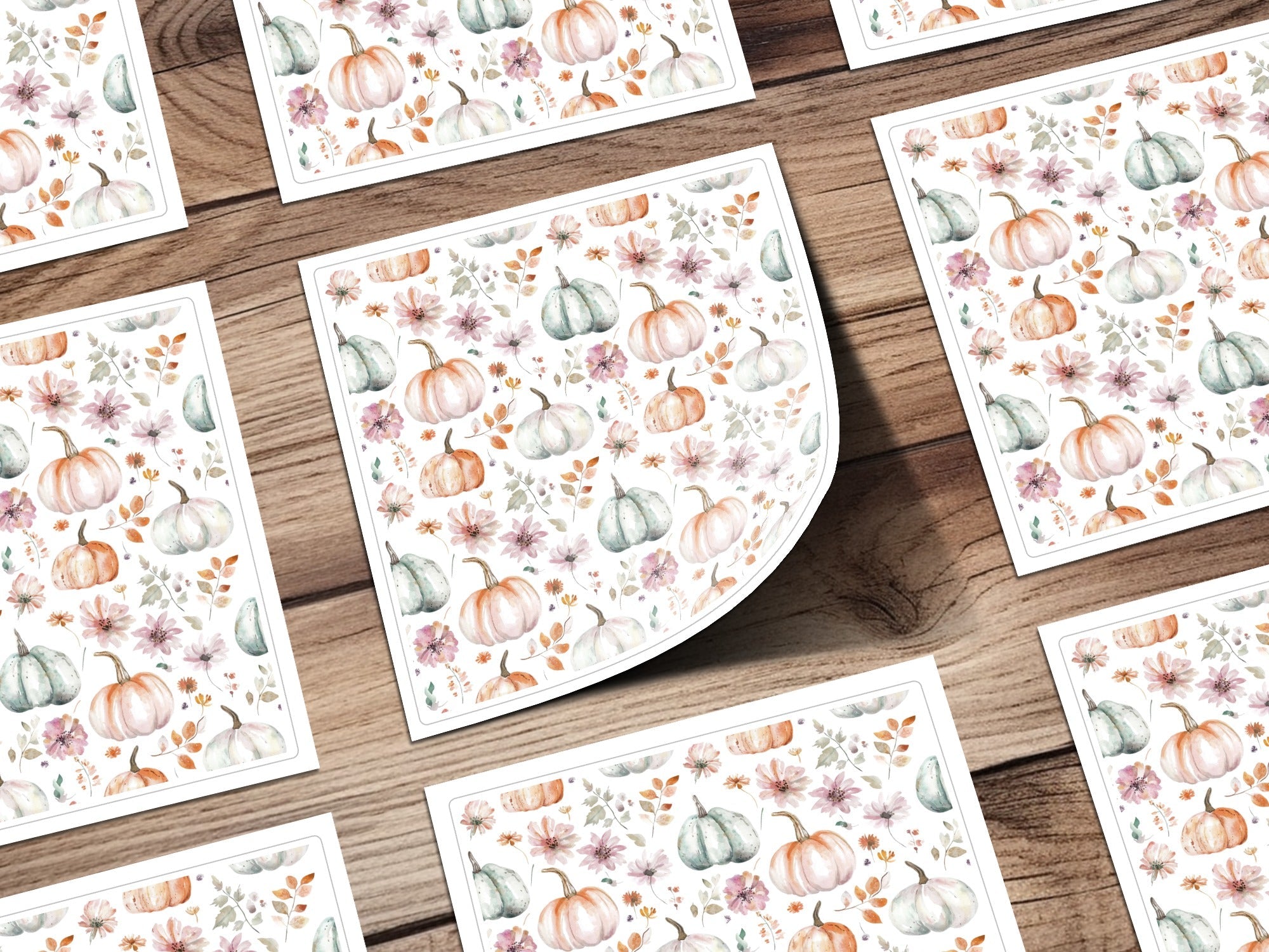 Watercolor Pumpkin Pattern, Fall Floral Seamless Digital Paper, Autumn Flower Design, Digital Download for Fabric, Scrapbooking, Crafts - Moore and Mountain