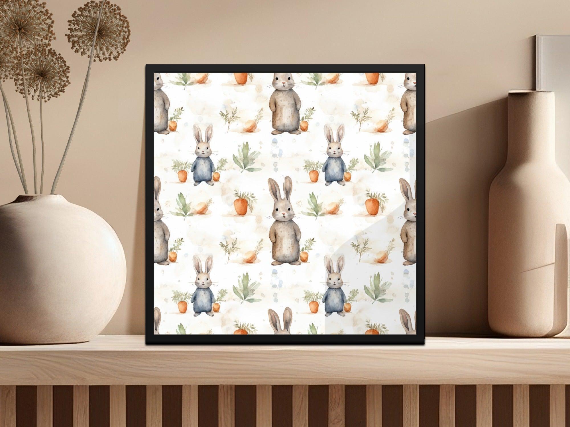 Watercolor Rabbit Digital Paper, Seamless Bunny Pattern, Cute Animal Art, Scrapbook Paper, Fabric Print, Easter Theme, Digital Downloads - Moore and Mountain