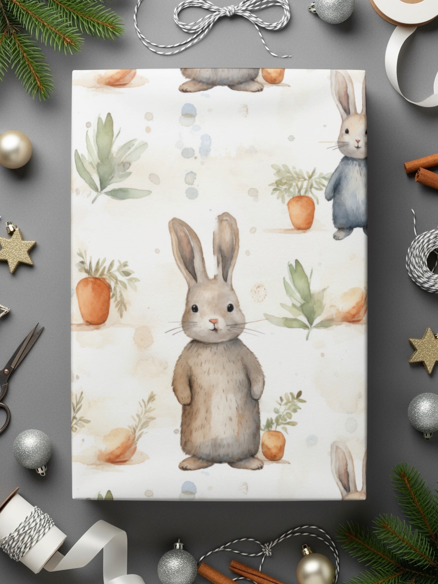 Watercolor Rabbit Digital Paper, Seamless Bunny Pattern, Cute Animal Art, Scrapbook Paper, Fabric Print, Easter Theme, Digital Downloads - Moore and Mountain