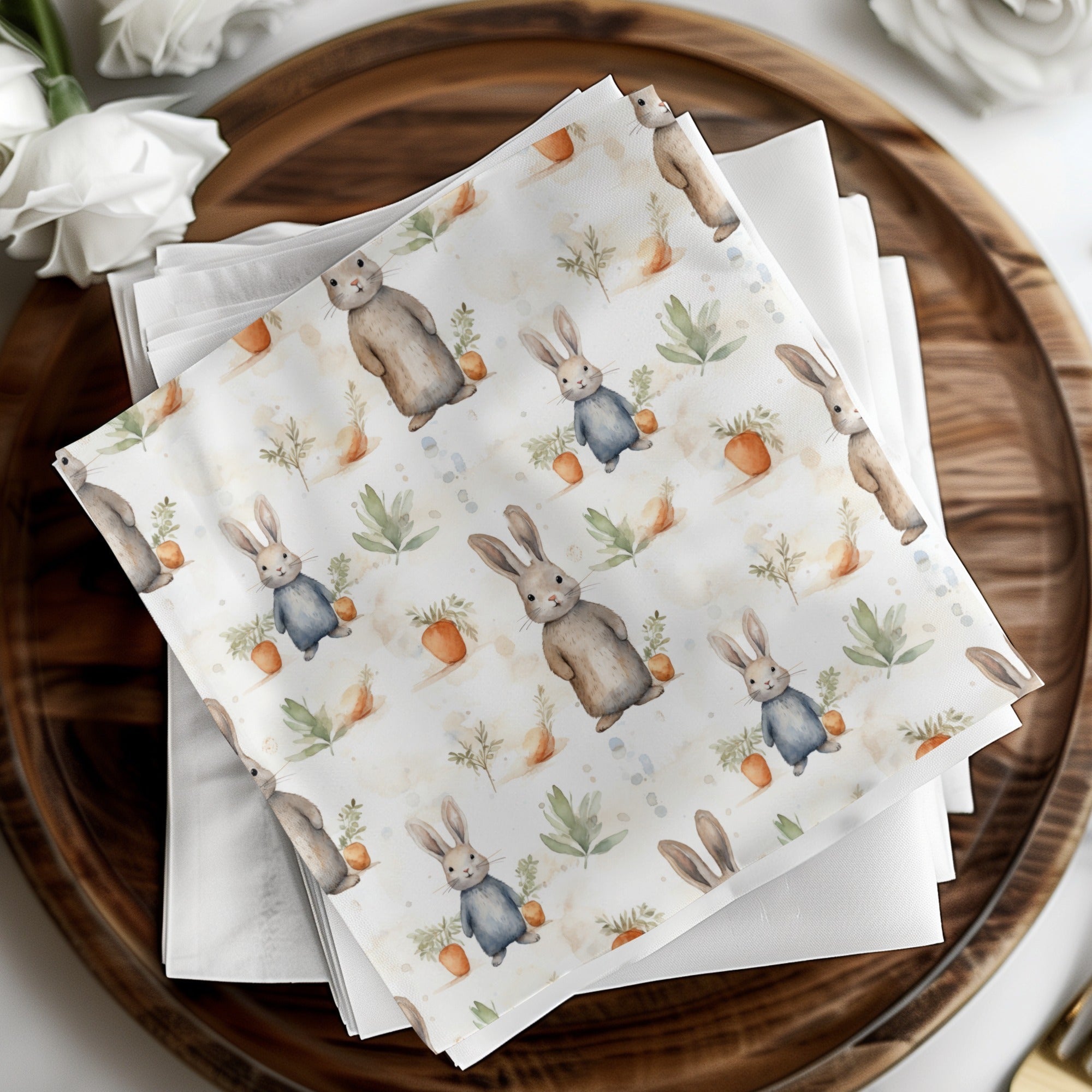 Watercolor Rabbit Digital Paper, Seamless Bunny Pattern, Cute Animal Art, Scrapbook Paper, Fabric Print, Easter Theme, Digital Downloads - Moore and Mountain