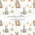 Watercolor Rabbit Digital Paper, Seamless Bunny Pattern, Cute Animal Art, Scrapbook Paper, Fabric Print, Easter Theme, Digital Downloads - Moore and Mountain