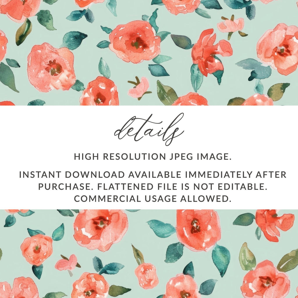 Watercolor Rose Pattern Digital Paper, Floral Seamless Pattern, Scrapbook Paper, Pastel Pink Flowers, Digital Download, Fabric Design - Moore and Mountain
