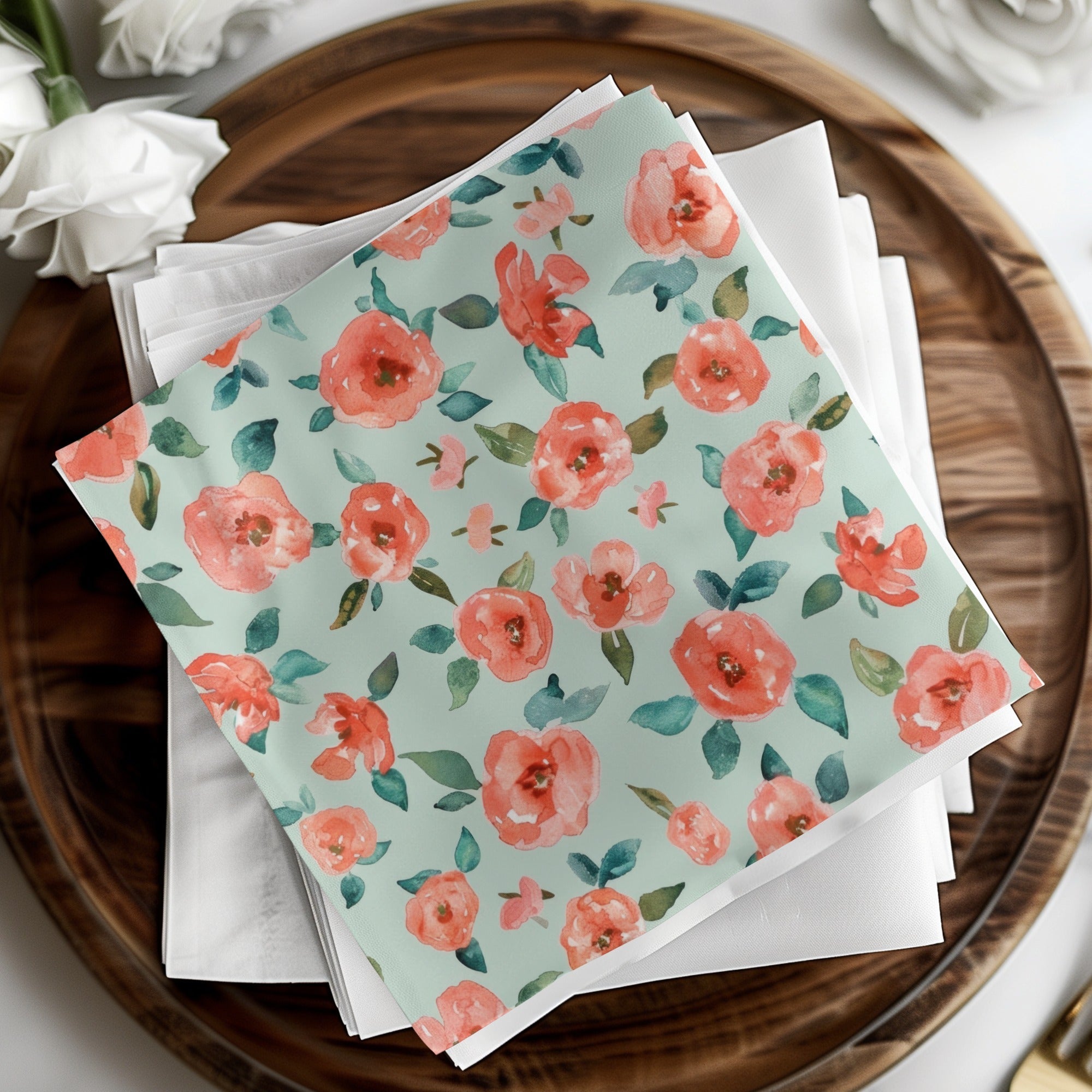 Watercolor Rose Pattern Digital Paper, Floral Seamless Pattern, Scrapbook Paper, Pastel Pink Flowers, Digital Download, Fabric Design - Moore and Mountain