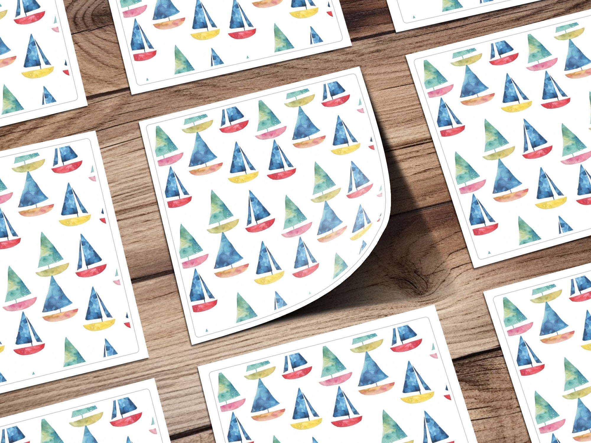 Watercolor Sailboat Pattern, Digital Seamless Repeat, Nautical Boat Clipart, Coastal Print, Sea Theme Scrapbook Paper, Download - Moore and Mountain