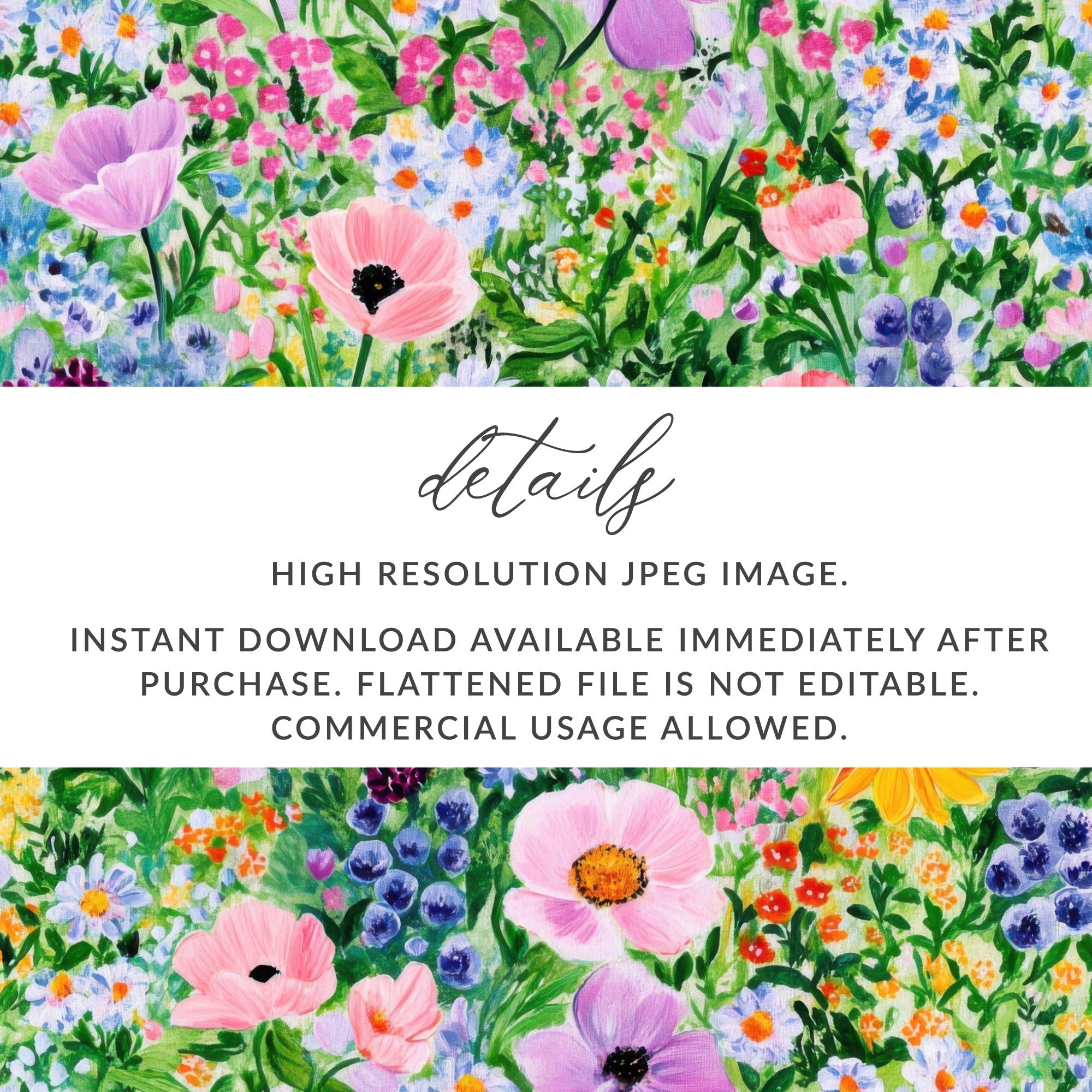 Watercolor Spring Floral Garden Pattern Seamless Delicate Flower Digital - Moore and Mountain