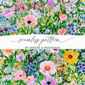 Watercolor Spring Floral Garden Pattern Seamless Delicate Flower Digital - Moore and Mountain