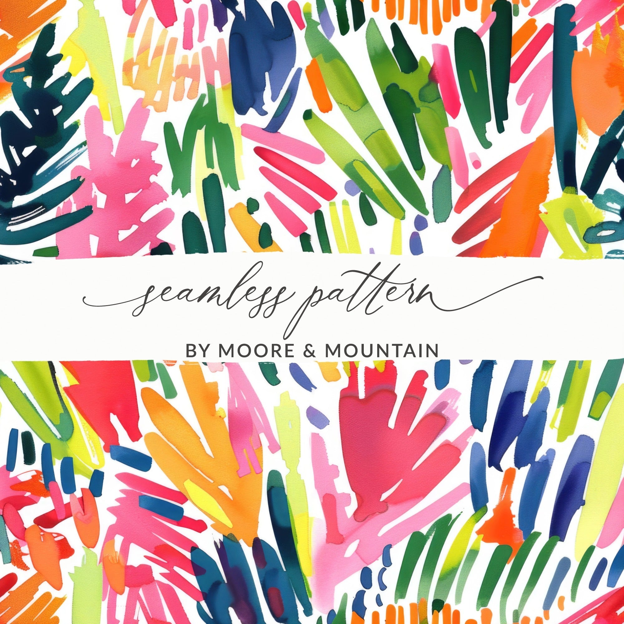 Watercolor Strokes Digital Paper, Abstract Print, Bright Colors Seamless Pattern, Artsy Backgrounds, Digital Files for Crafts, Fabric - Moore and Mountain