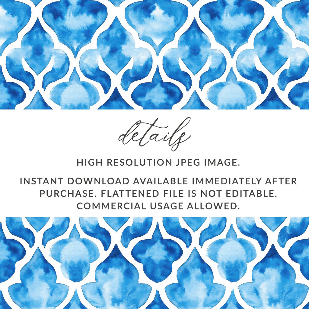 Watercolor Trellis in Azure Blue Design Pattern Digital - Moore and Mountain