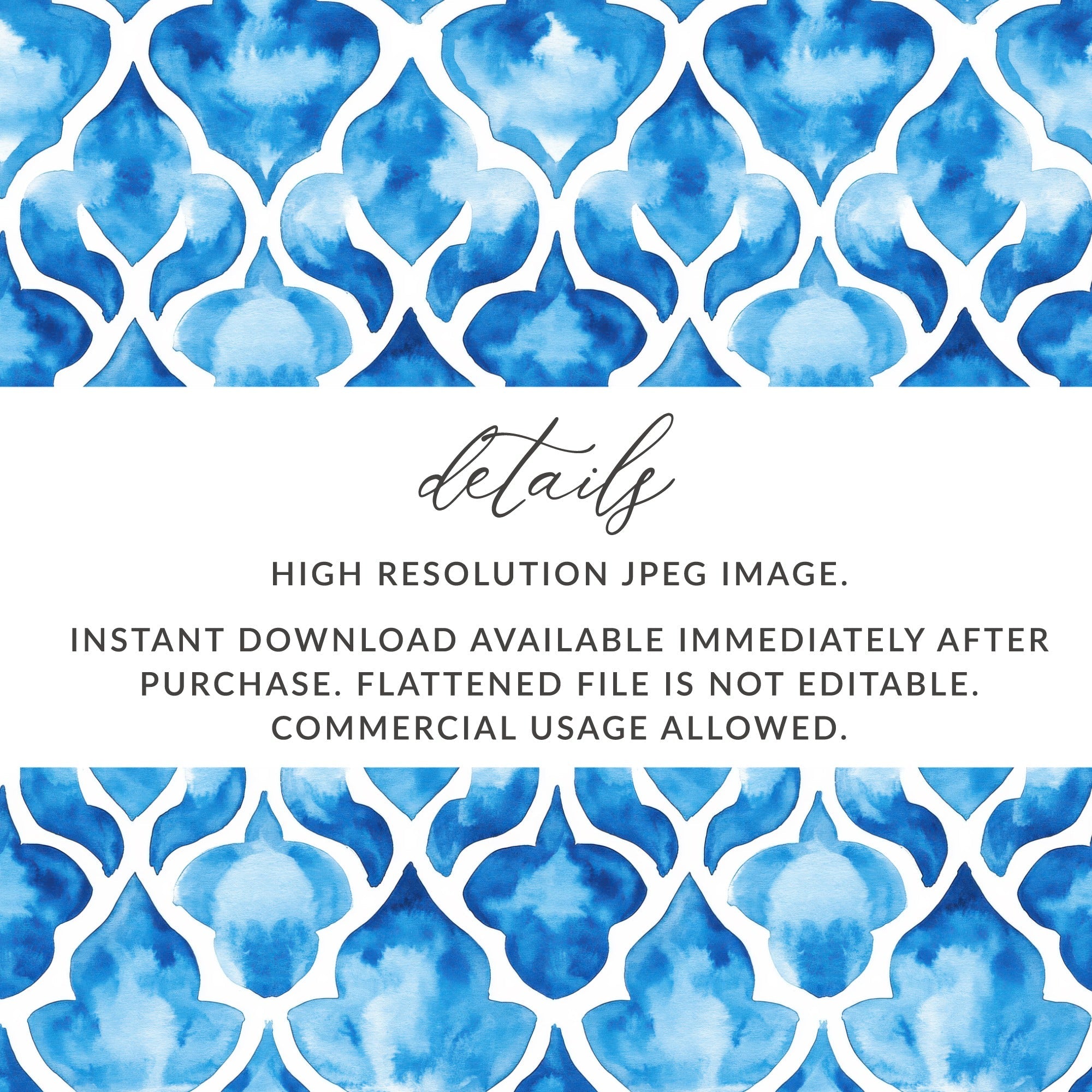 Watercolor Trellis in Azure Blue Design Pattern Digital - Moore and Mountain