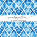 Watercolor Trellis in Azure Blue Design Pattern Digital - Moore and Mountain