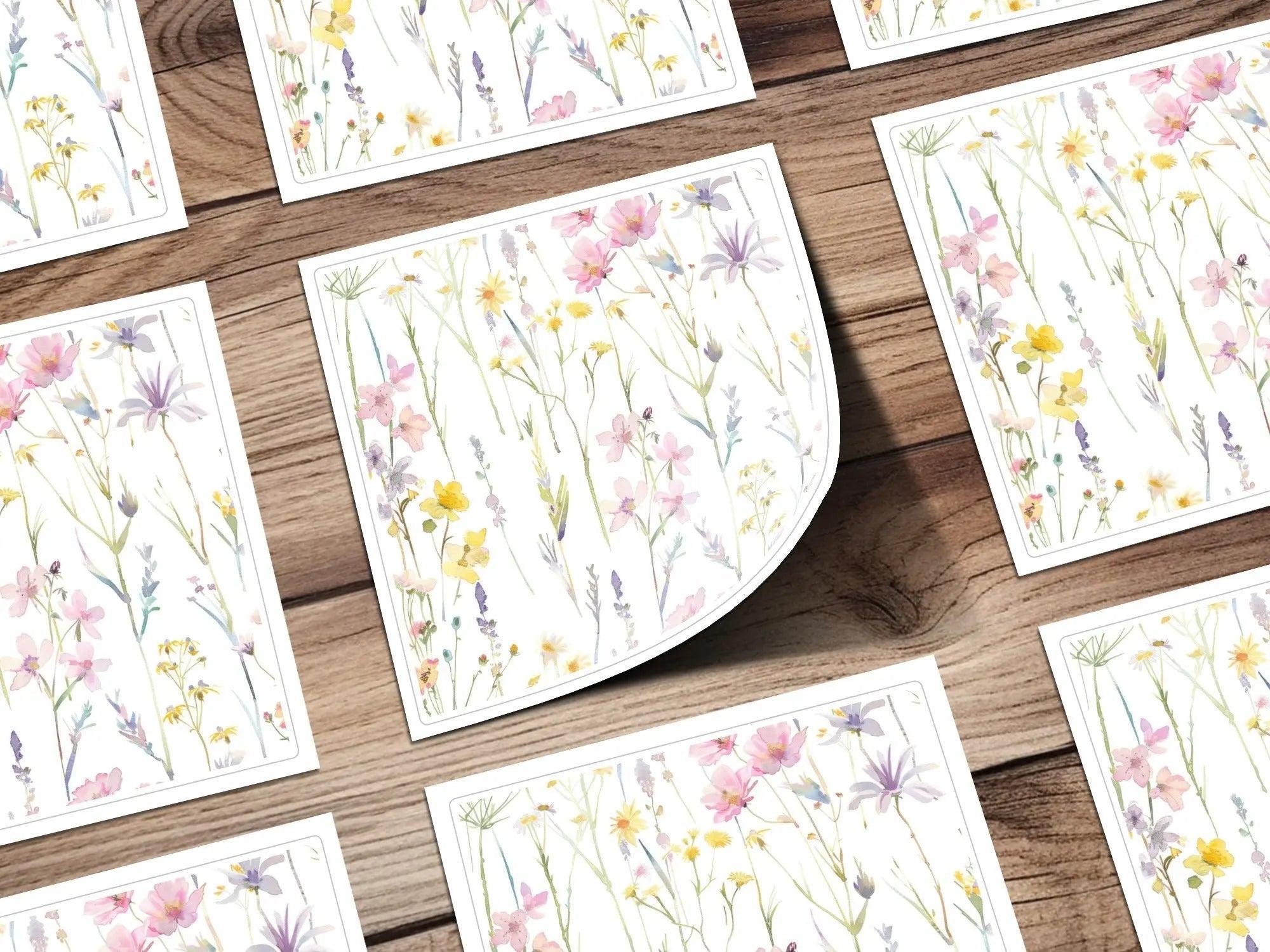 Watercolor Wildflower Digital Paper, Floral Seamless Pattern, Flower Background, Spring Flower Design, Digital Download, 2 JPEG files - Moore and Mountain