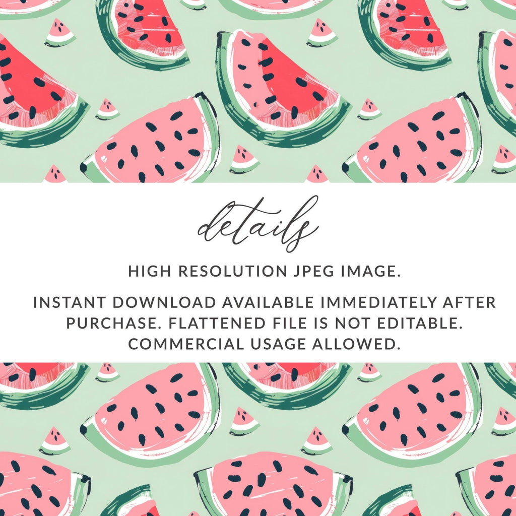 Watermelon Pattern Digital, Seamless Tileable Summer Design, Fruit JPEG for Fabric, Scrapbooking, Background, Digital Paper Download - Moore and Mountain