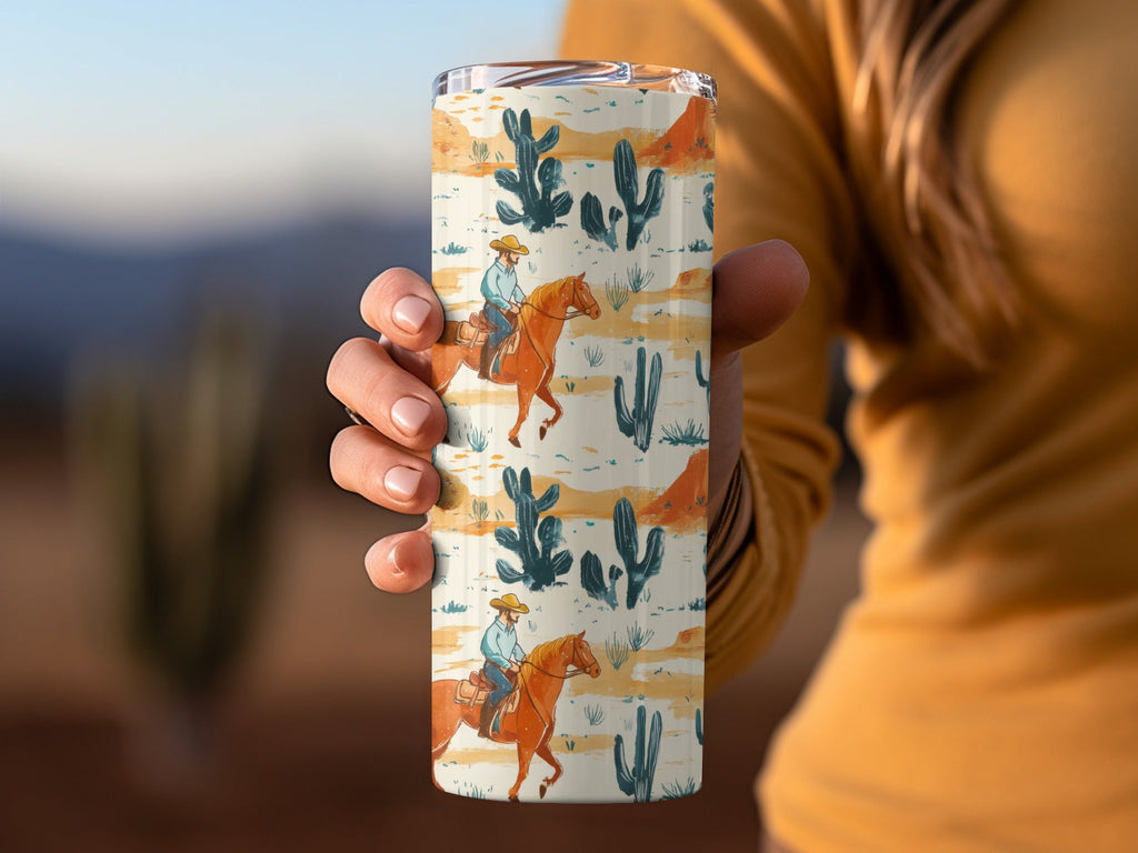Western Digital Paper, Cowboy Horse Digital Seamless Pattern, Cactus Desert JPEG for Crafts, Scrapbooking, Fabric, Wallpaper, Tile - Moore and Mountain