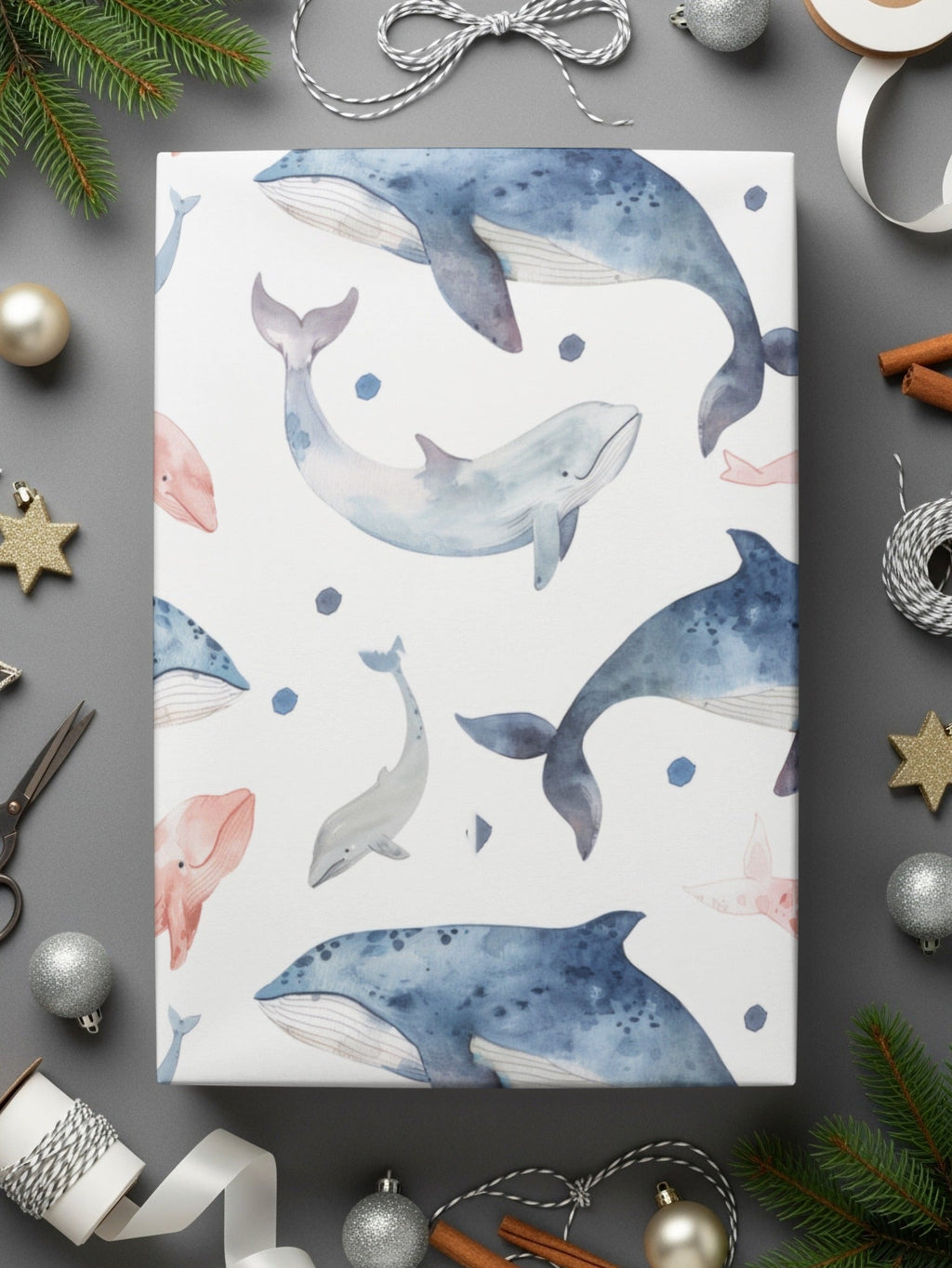 Whale Seamless Pattern Digital Paper, Ocean Watercolor, Sea Life Repeat Pattern for Fabric, Scrapbooking, Backgrounds, Digital Downloads - Moore and Mountain