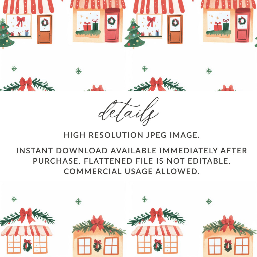 Whimsical Christmas Houses Holiday Season Repeating Pattern Digital - Moore and Mountain