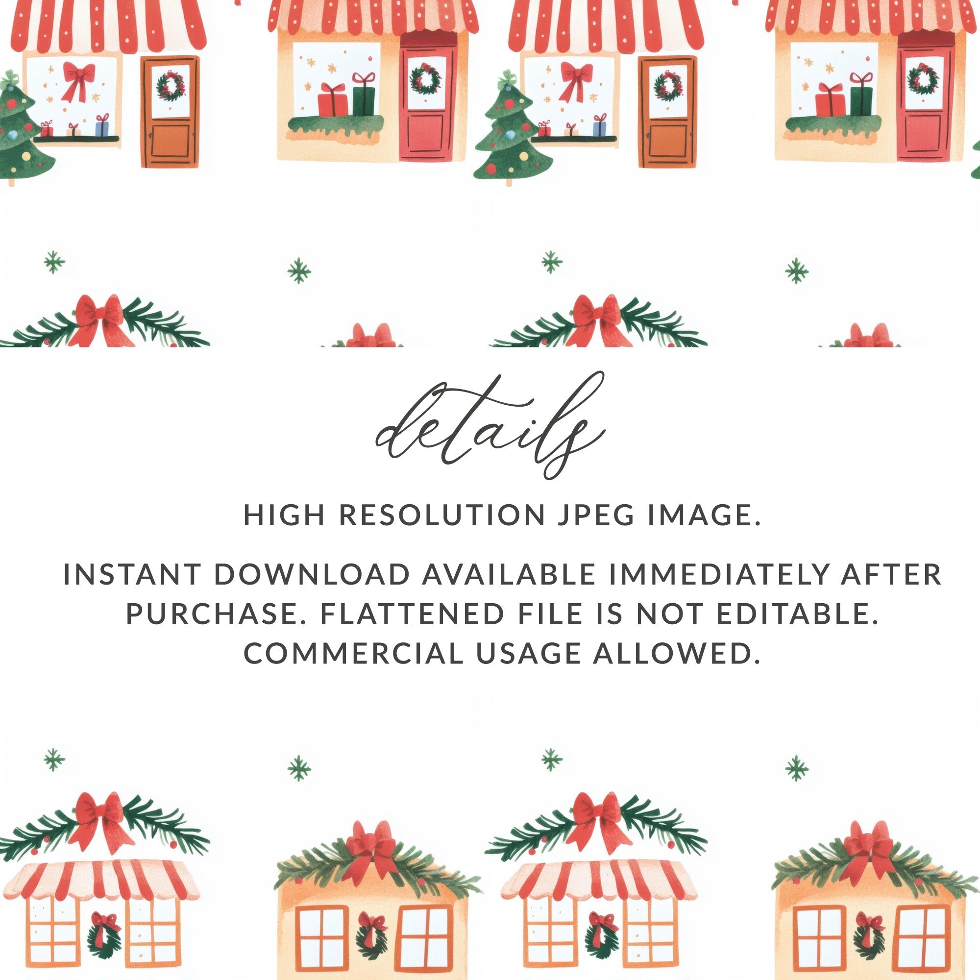 Whimsical Christmas Houses Holiday Season Repeating Pattern Digital - Moore and Mountain