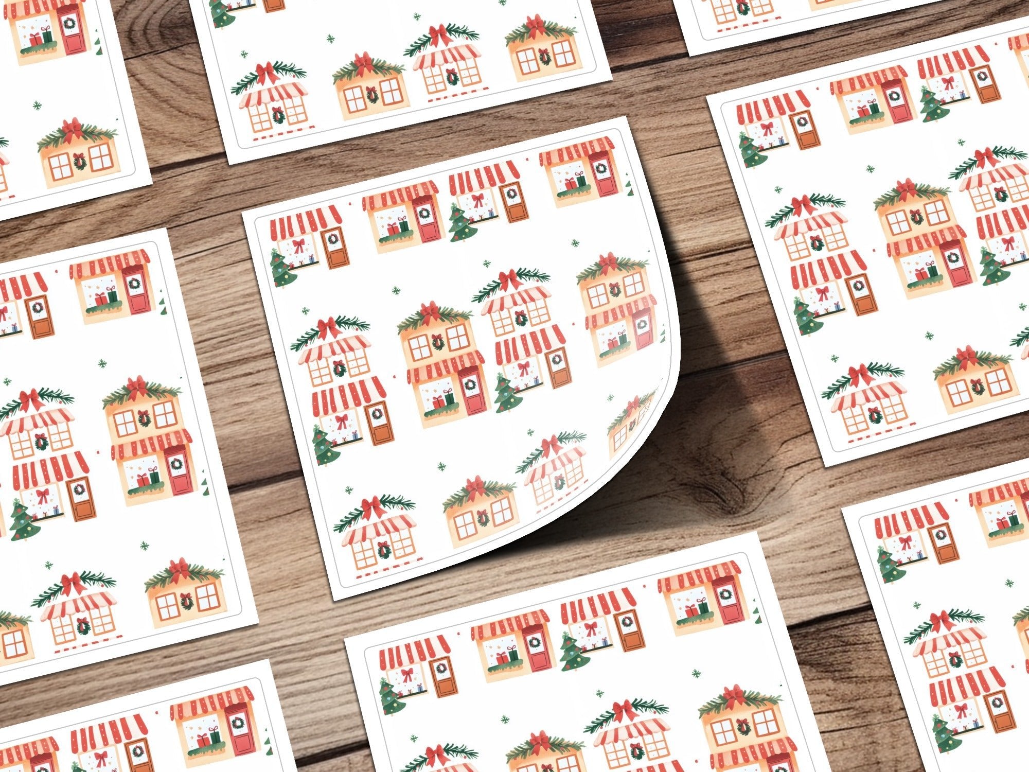 Whimsical Christmas Houses Holiday Season Repeating Pattern Digital - Moore and Mountain