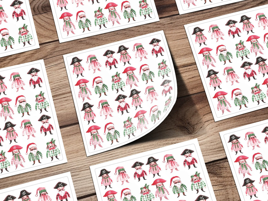 Whimsical Pirate Santa Christmas Figures Pattern Digital - Moore and Mountain